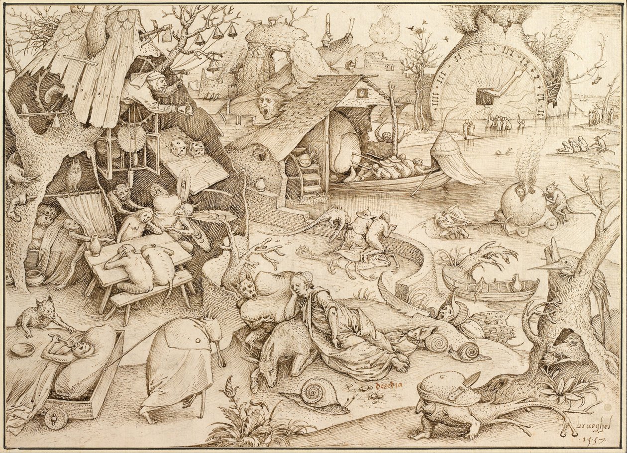 1557年《七大罪孽》系列中的Acedia Sloth 作者 布吕格尔