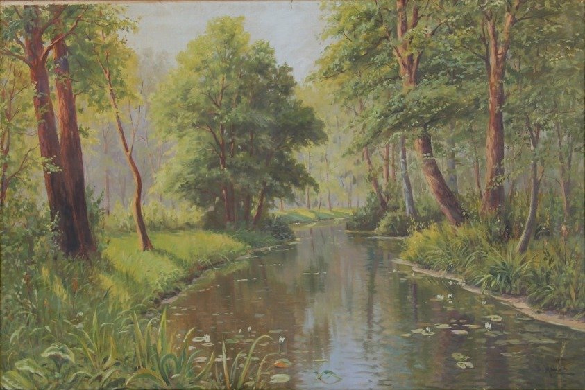Waldlandschaft mit Flussn 作者 布鲁诺·莫拉斯（Bruno Moras）