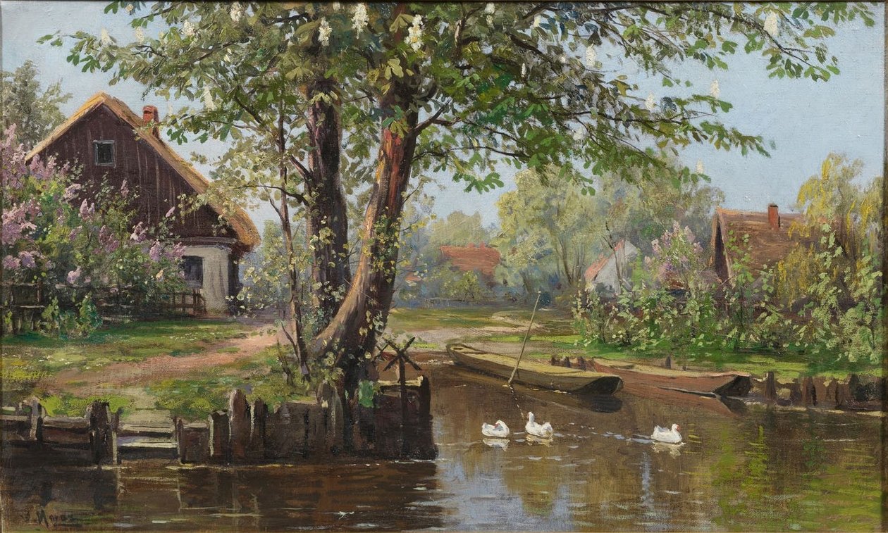 春天在Lubbenau附近的Spreewald Lehde 作者 布鲁诺·莫拉斯（Bruno Moras）