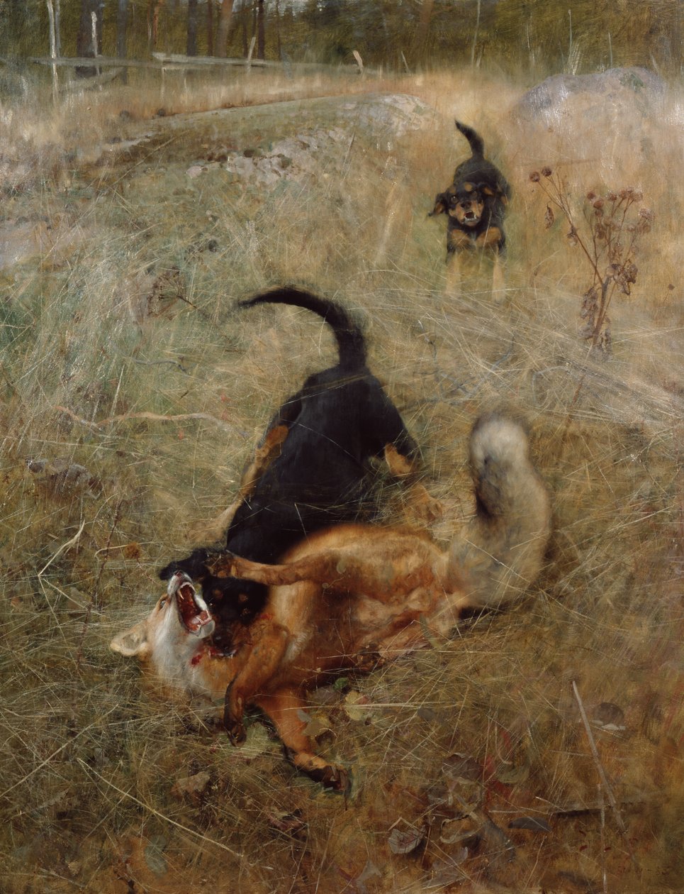 猎犬和狐狸 作者 布鲁诺·安德里亚斯·利耶佛斯（Bruno Andreas Liljefors）