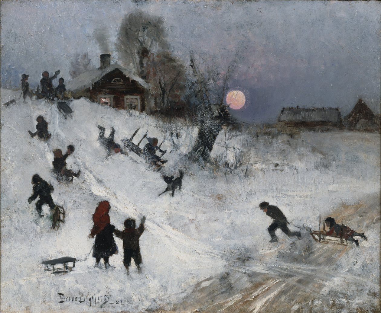 雪橇，1882年 作者 布鲁诺·安德里亚斯·利耶佛斯（Bruno Andreas Liljefors）