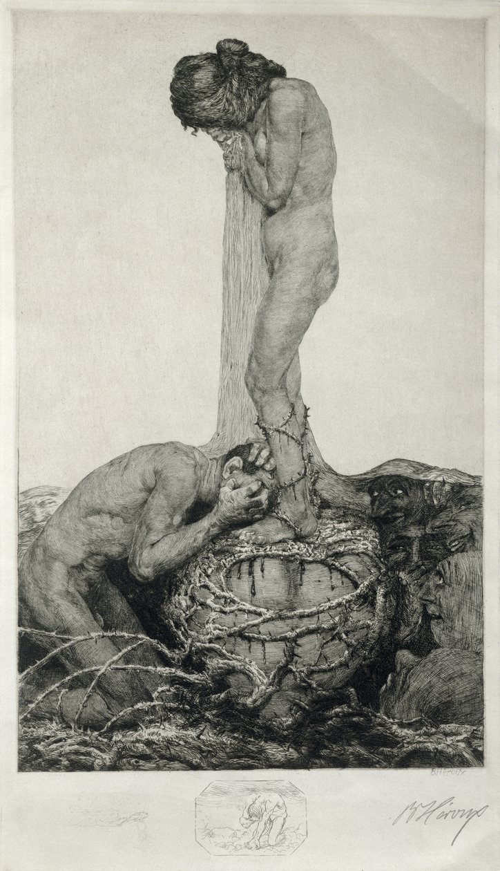 Grief，1916年（Remarque proof etch on paper） 作者 布鲁诺·海罗克斯
