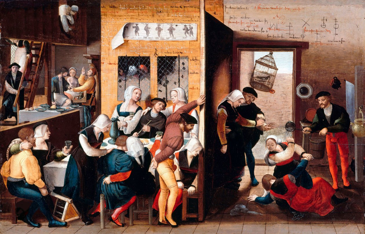 "妓院场景》 布伦斯威克的画作（1500-1542年或1550年） 1537年 - 木板油画 Dim 29x45厘米 柏林国立博物馆 作者 不伦瑞克字母组合