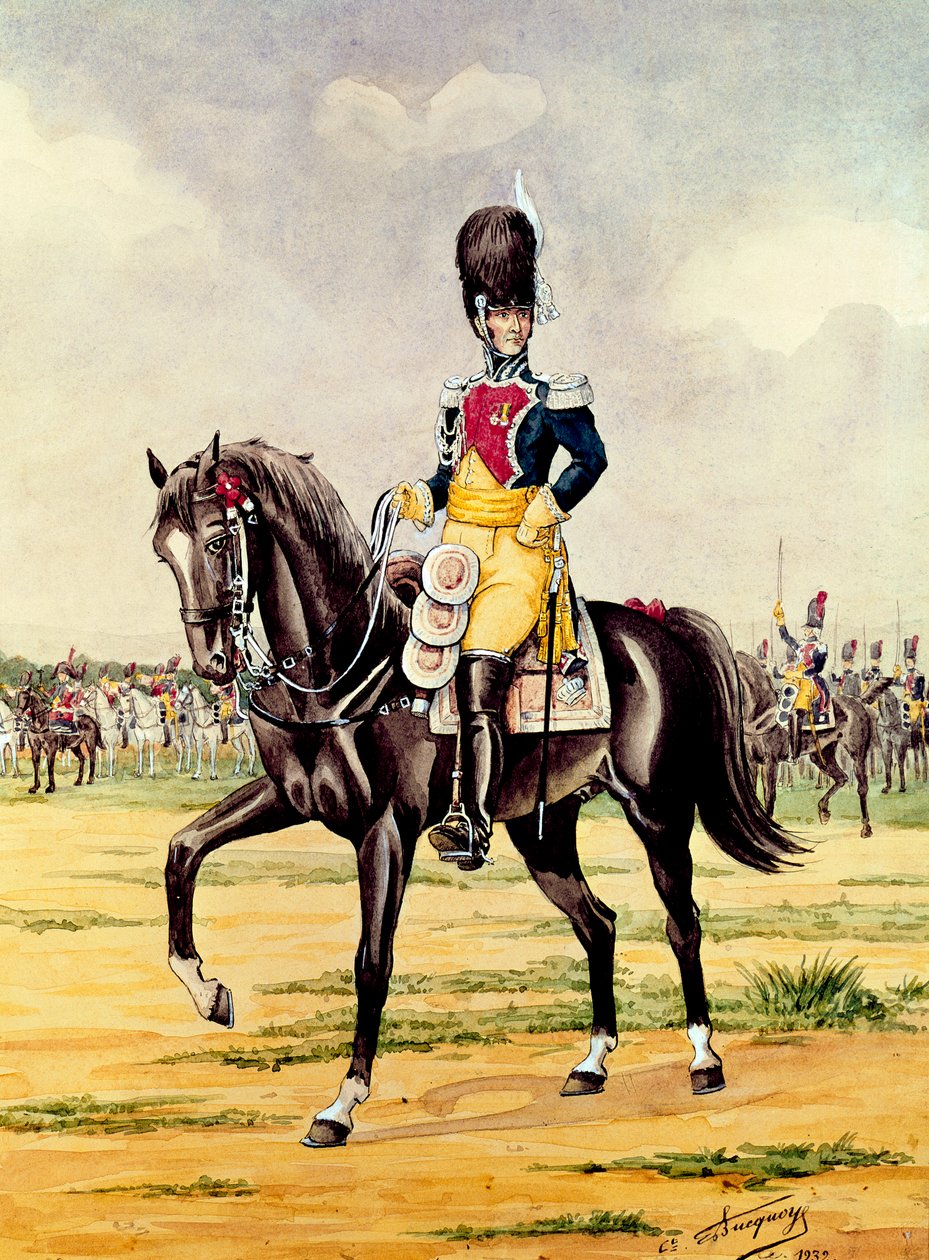罗维戈公爵安妮萨瓦里，1932年1801年回顾宪兵队（wc on paper） 作者 布科