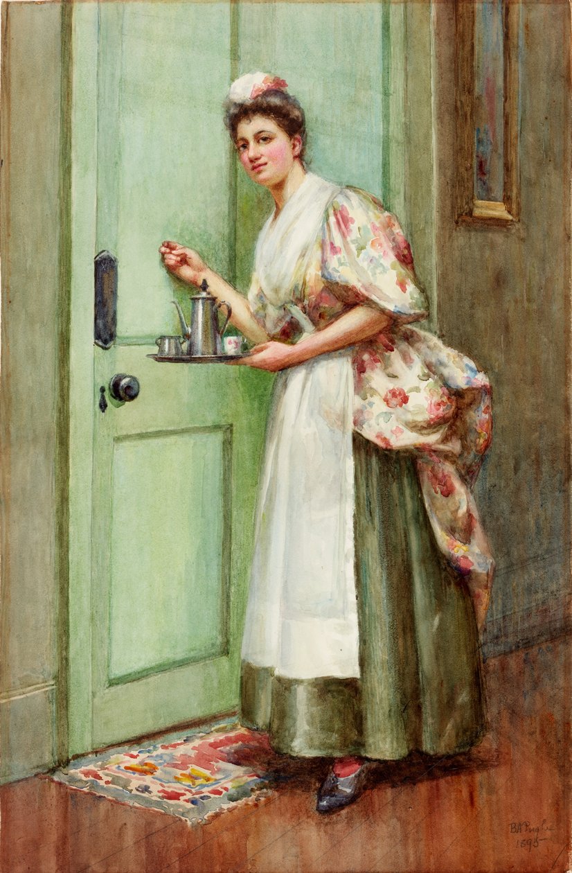 图研究，1895年（铅笔和纸牌粘在纸上） 作者 Buddig Anwylini Pughe