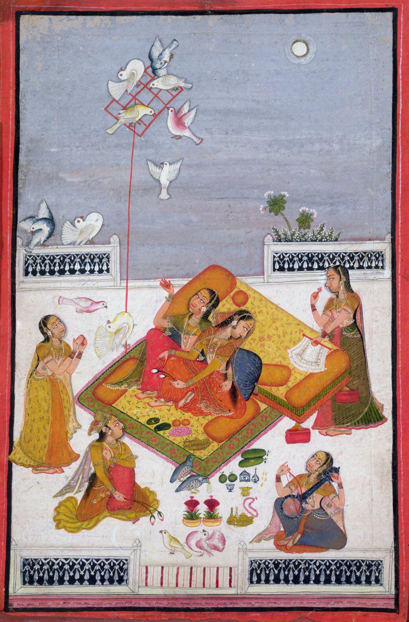 观看鸽子的女士们，1770年 作者 本迪学校