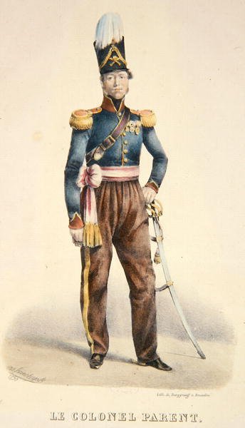 皮埃尔-约瑟夫-帕伦特上校（卒于1881年）约1831年（彩色平版印刷）。 作者 Burggraaf Burggraaf