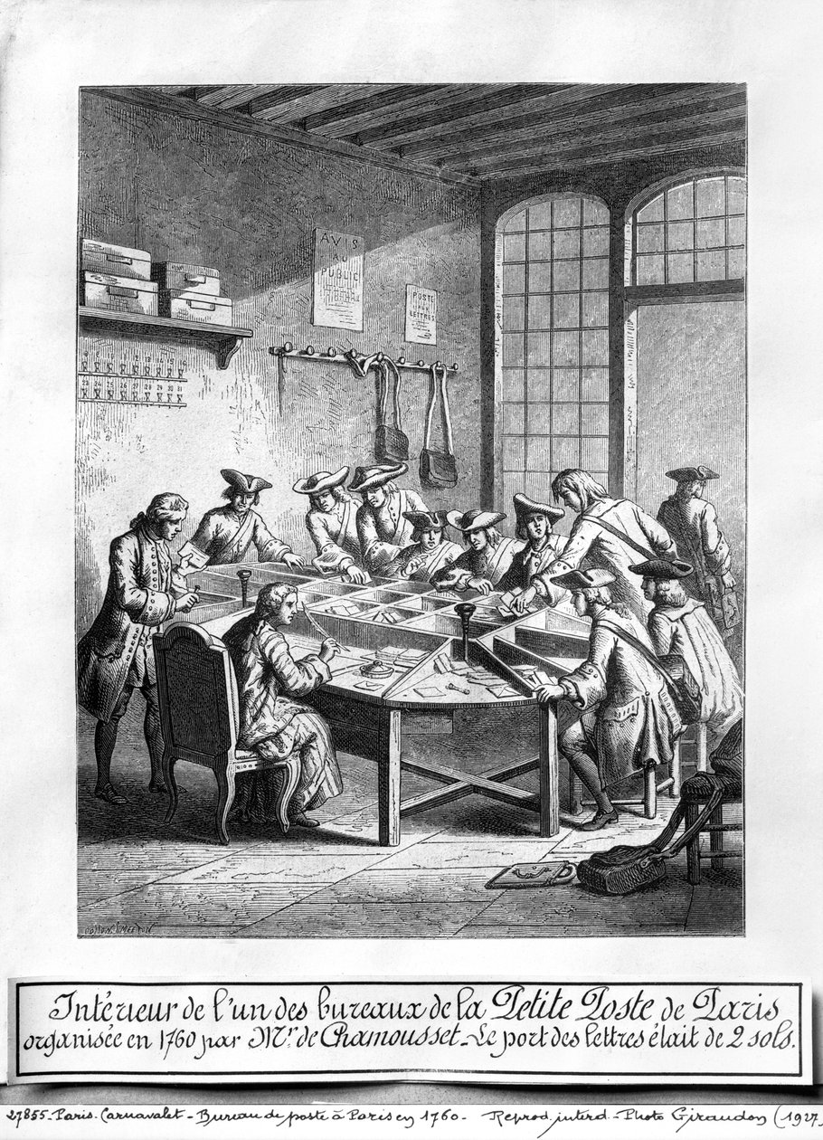 1760年在巴黎的小邮局的内部 作者 伯恩·史密顿