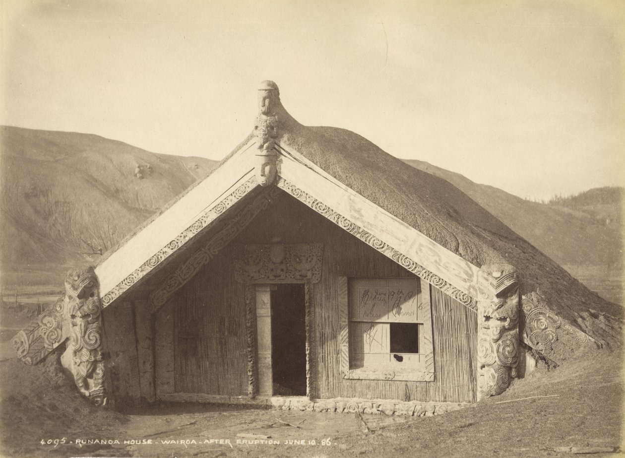 众议院 -  Wairoa  - 爆发后于1886年7月10日，886年（蛋白印刷品） 作者 伯顿兄弟工作室