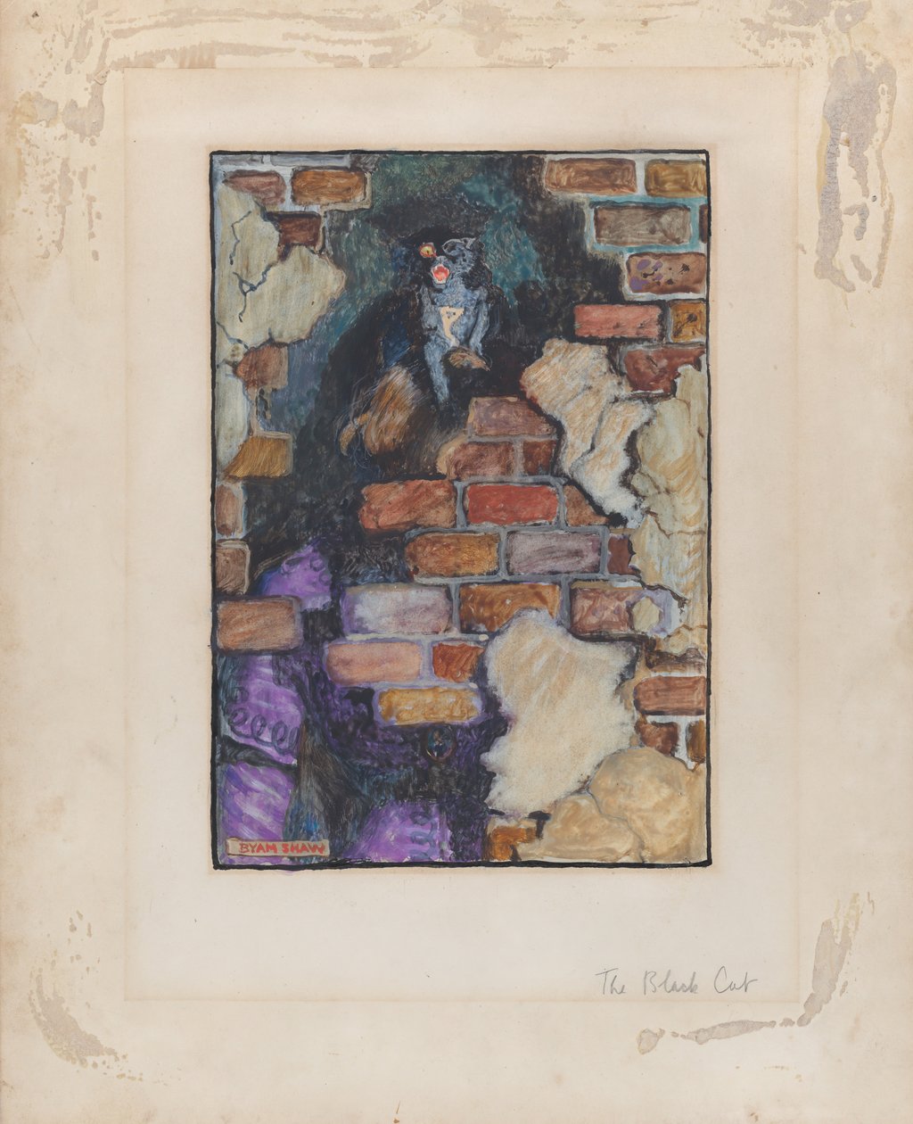 黑猫》，为爱伦-坡的《神秘故事选》，1909年，1909年。 作者 约翰·比亚姆·利斯顿·肖