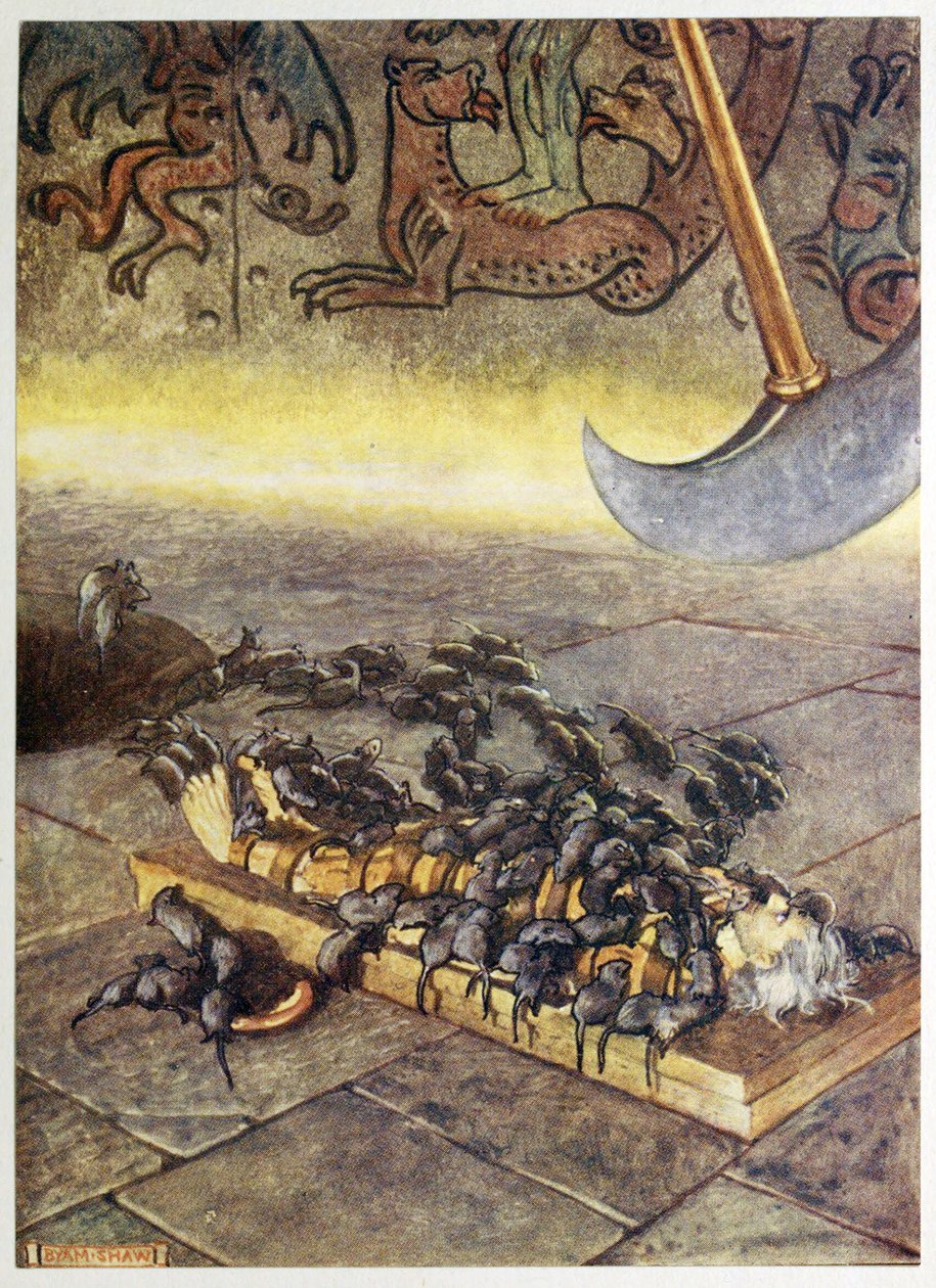 "它们蜂拥而至，越积越多"，选自《神秘故事选》，1909 年出版（彩色石印本）。1909 年（彩色石印本） 作者 约翰·比亚姆·利斯顿·肖
