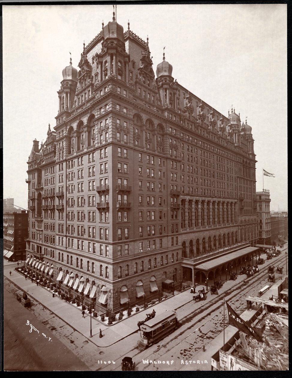 1901年或1902年纽约第34街和第五大道华尔道夫酒店（银色明胶印刷） 作者 拜伦公司