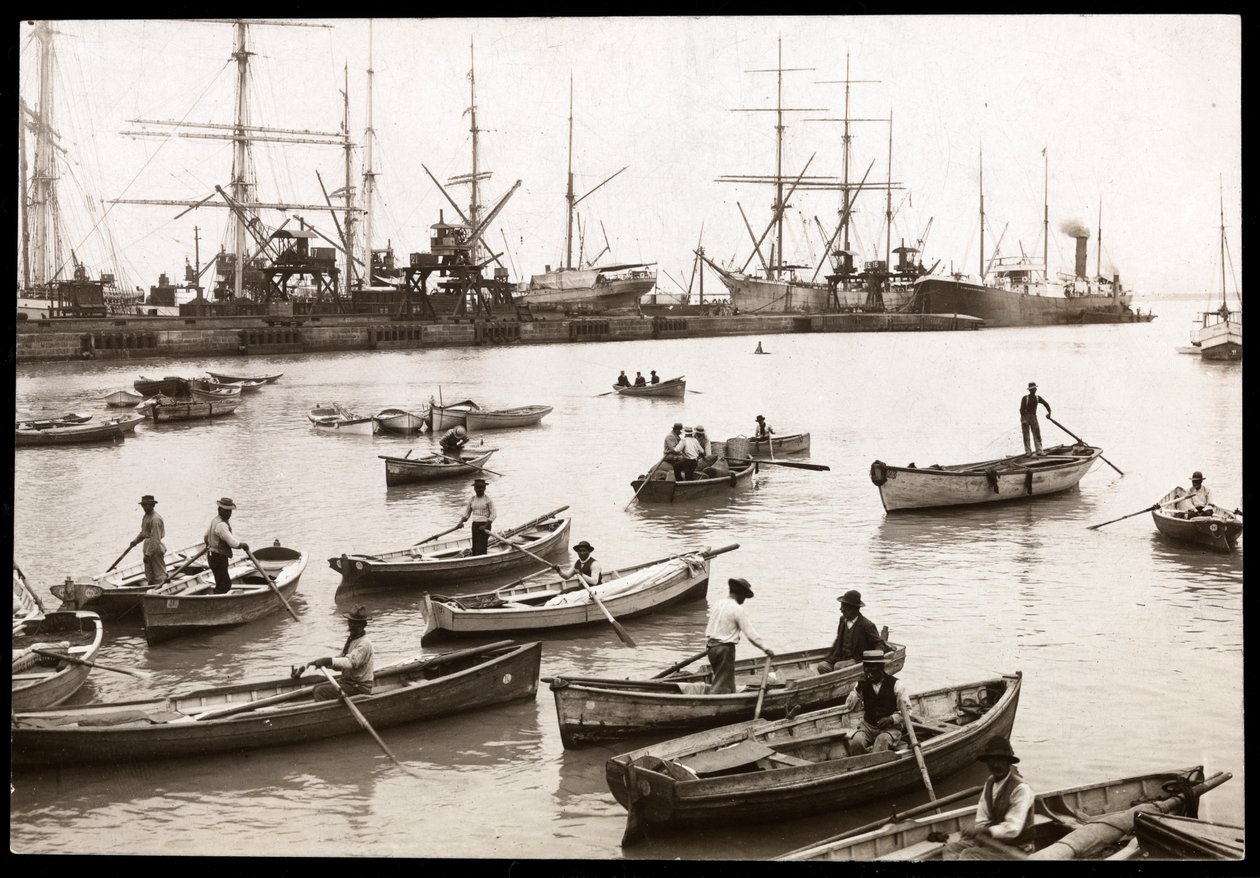 1906年，秘鲁，科罗拉港口的视图（银色明胶印刷） 作者 拜伦公司