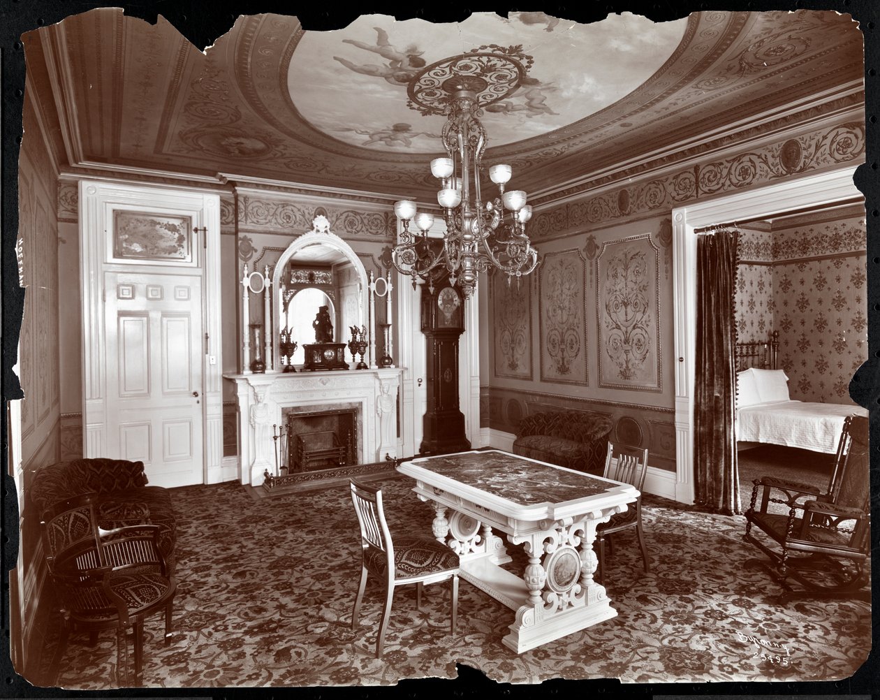 Hoffman House Hotel酒店的私人客厅，1907年（银色明胶印刷） 作者 拜伦公司