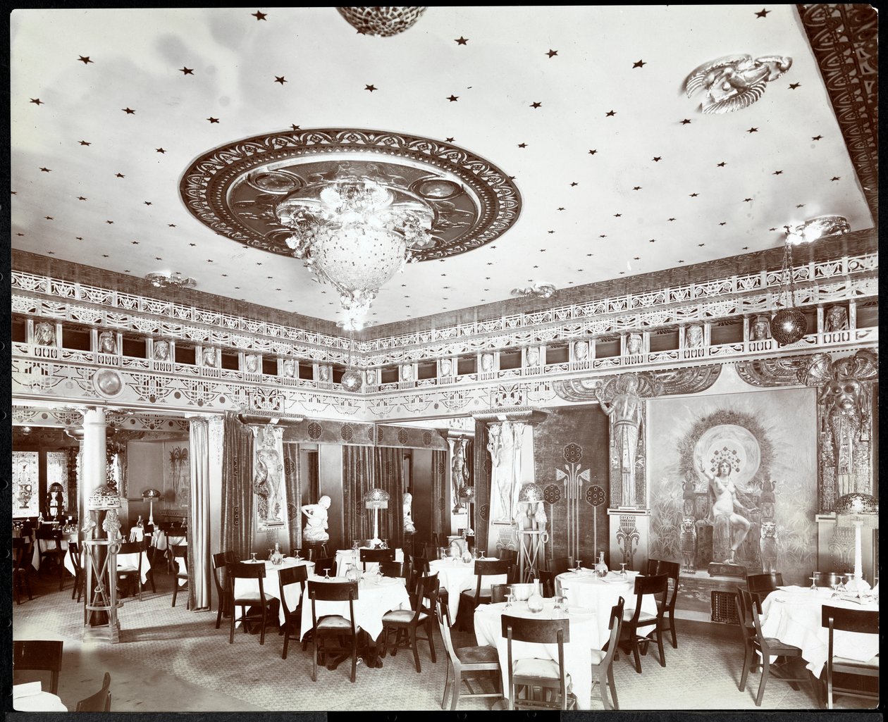 Murray酒店的餐厅，c.1908（银色明胶印刷） 作者 拜伦公司