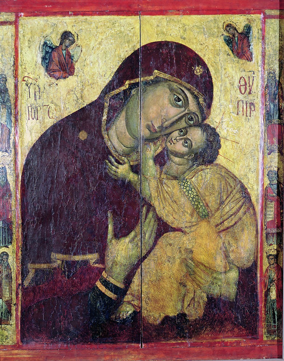 来自保加利亚Nessebar的Virgin Eleousa，13-14世纪（面板上的蛋彩画） 作者 拜占庭