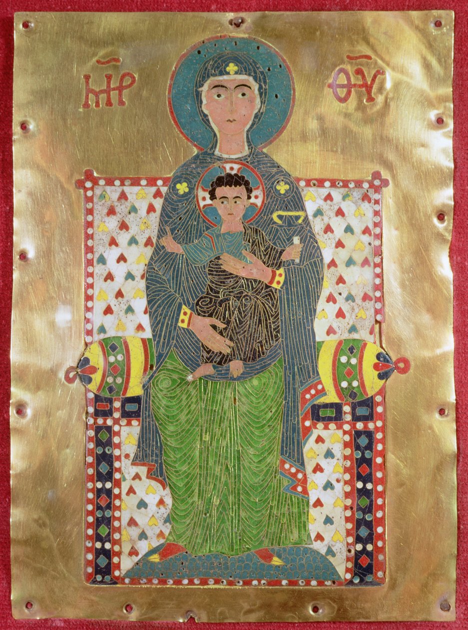 处女和儿童Enthroned（黄金和景泰蓝珐琅） 作者 拜占庭