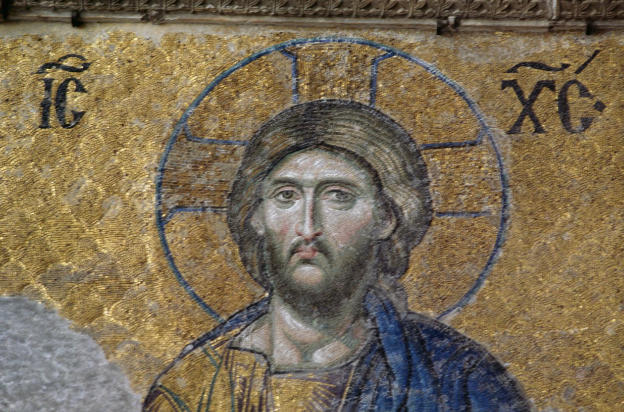 圣索菲亚大教堂的 Deesis Christ（马赛克） 作者 拜占庭