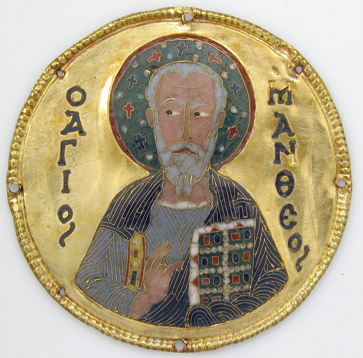 Medallion with Saint Matthew from an Icon Frame, c.1100 (gold, silver, and enamel cloisonné) 作者 拜占庭