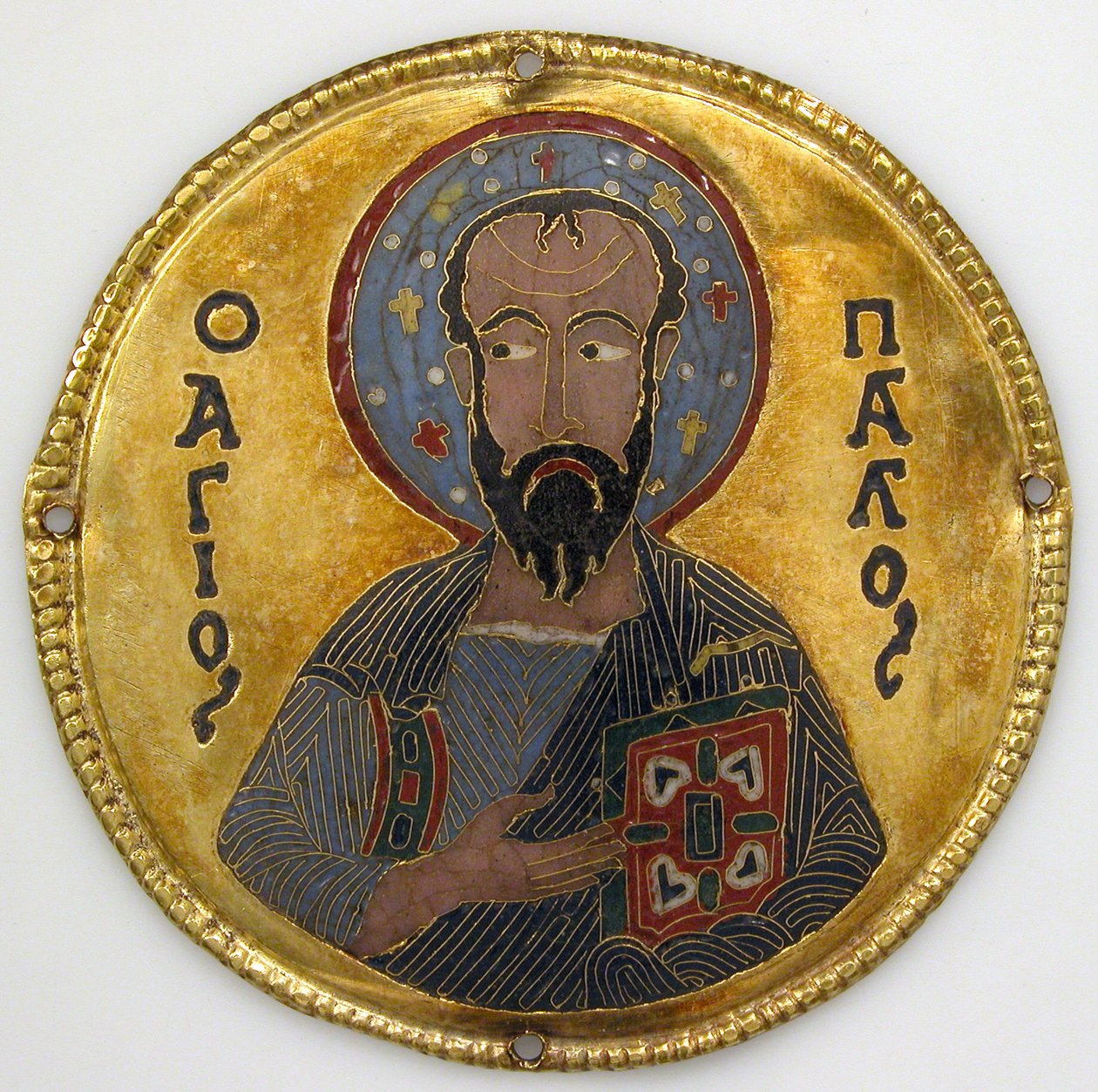 Medallion with Saint Paul from an Icon Frame, c.1100 (gold, silver, and enamel cloisonné) 作者 拜占庭