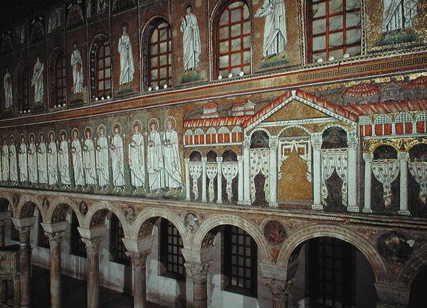Palazzo di Teodorico门面和烈士游行，527-99（马赛克） 作者 拜占庭学派