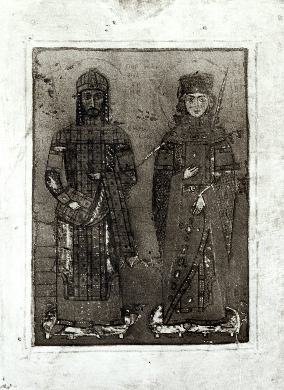 Manuel I Comnenus（c.1122-80）和安提阿皇后玛利亚（dc1182） 作者 拜占庭学派