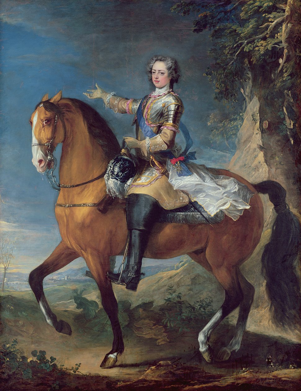 路易十五（1710-74）的骑马肖像，1723年，十三岁 作者 C.和Van Loo，JB Parrocel