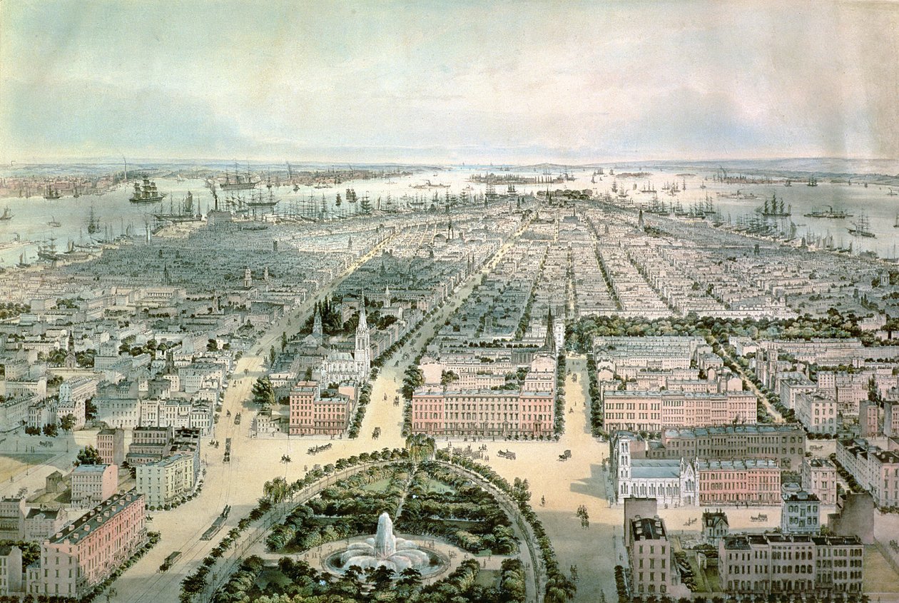纽约从联合广场，酒吧向南看。约翰巴赫曼，1849年 作者 巴赫曼