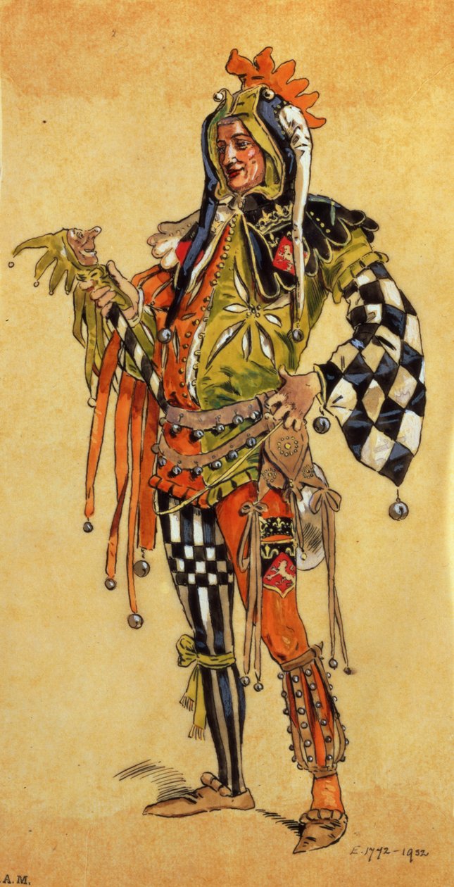 Touchstone the Clown，As You Like It的服装设计，由R. Courtneidge在曼彻斯特王子剧院制作 作者 C.威廉