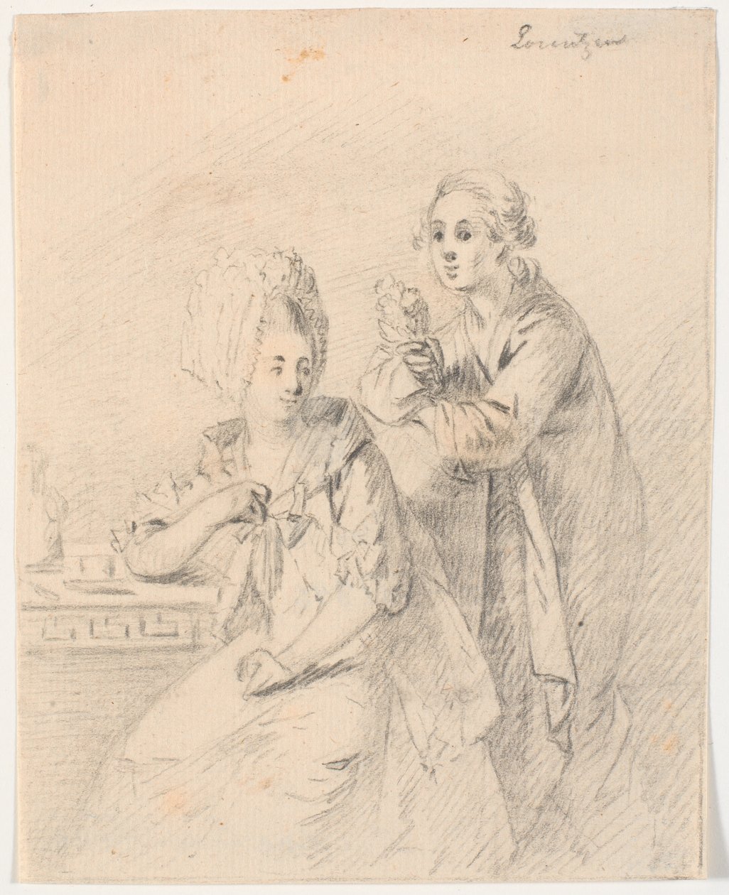 学院代表弗雷德里克-卡尔-特兰特（Frederik Carl Trant，1738-98 年）及其妻子科妮莉亚（Cornelia，née Schumacher）的肖像草稿 作者 加州洛伦岑