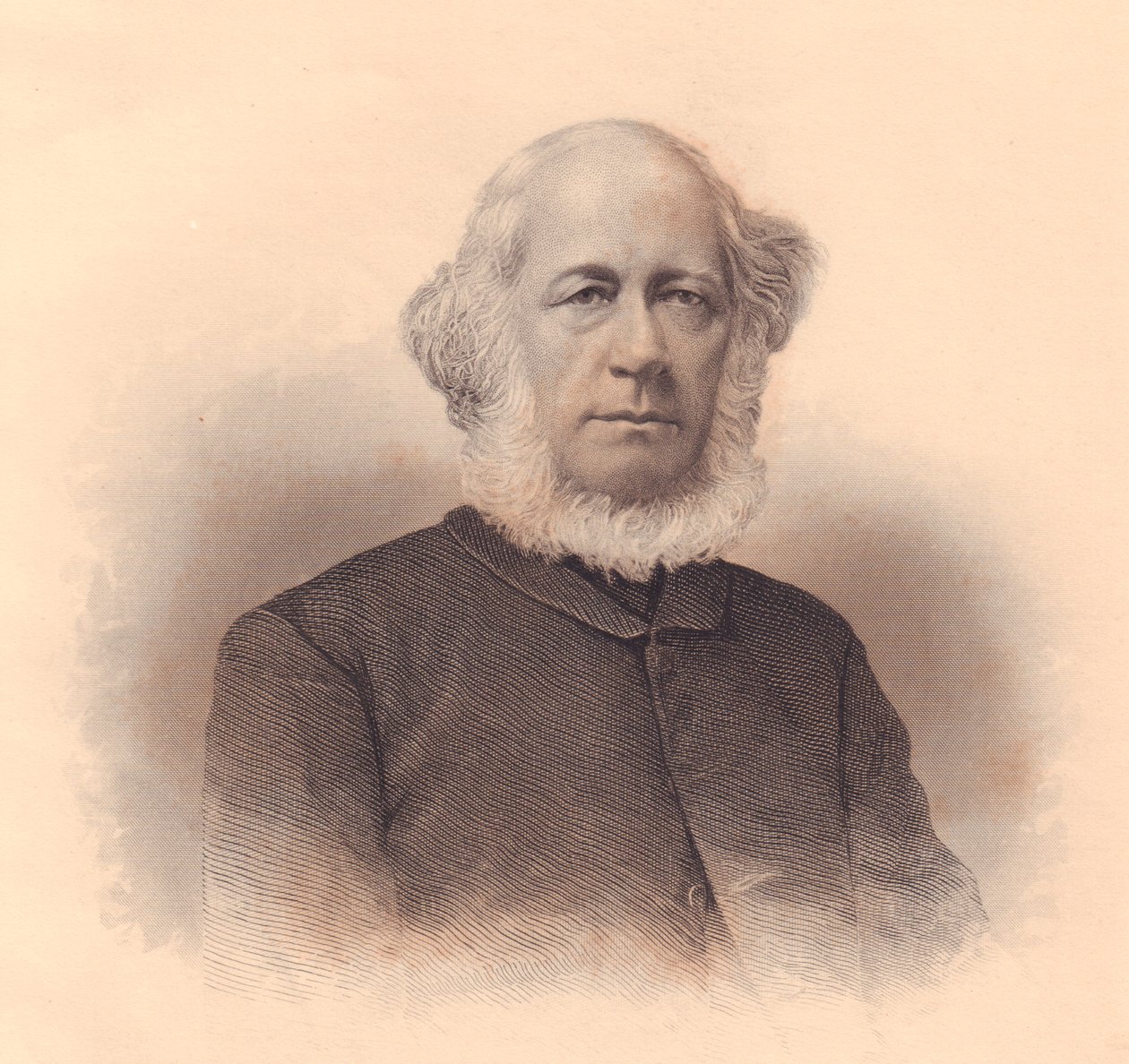 美国家庭教师和卫理公会主教埃拉斯特斯-温特沃斯（1813-1886）的肖像，由F-E-琼斯雕刻，来自美国《女士资料库》，约1870年。 作者 JB 和 Brown J. 和 Rowbotham