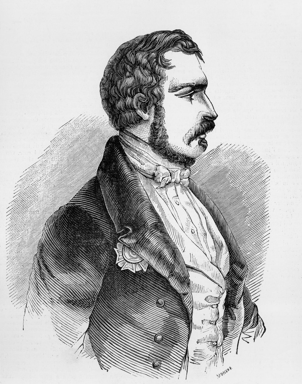 夏尔-路易-拿破仑-波拿巴或拿破仑三世（1808-1873）的肖像，1848年至1852年的法国第二共和国总统，1852年至1870年的法兰西第二帝国皇帝，雕版画 作者 JB 和 Brown J. 和 Rowbotham