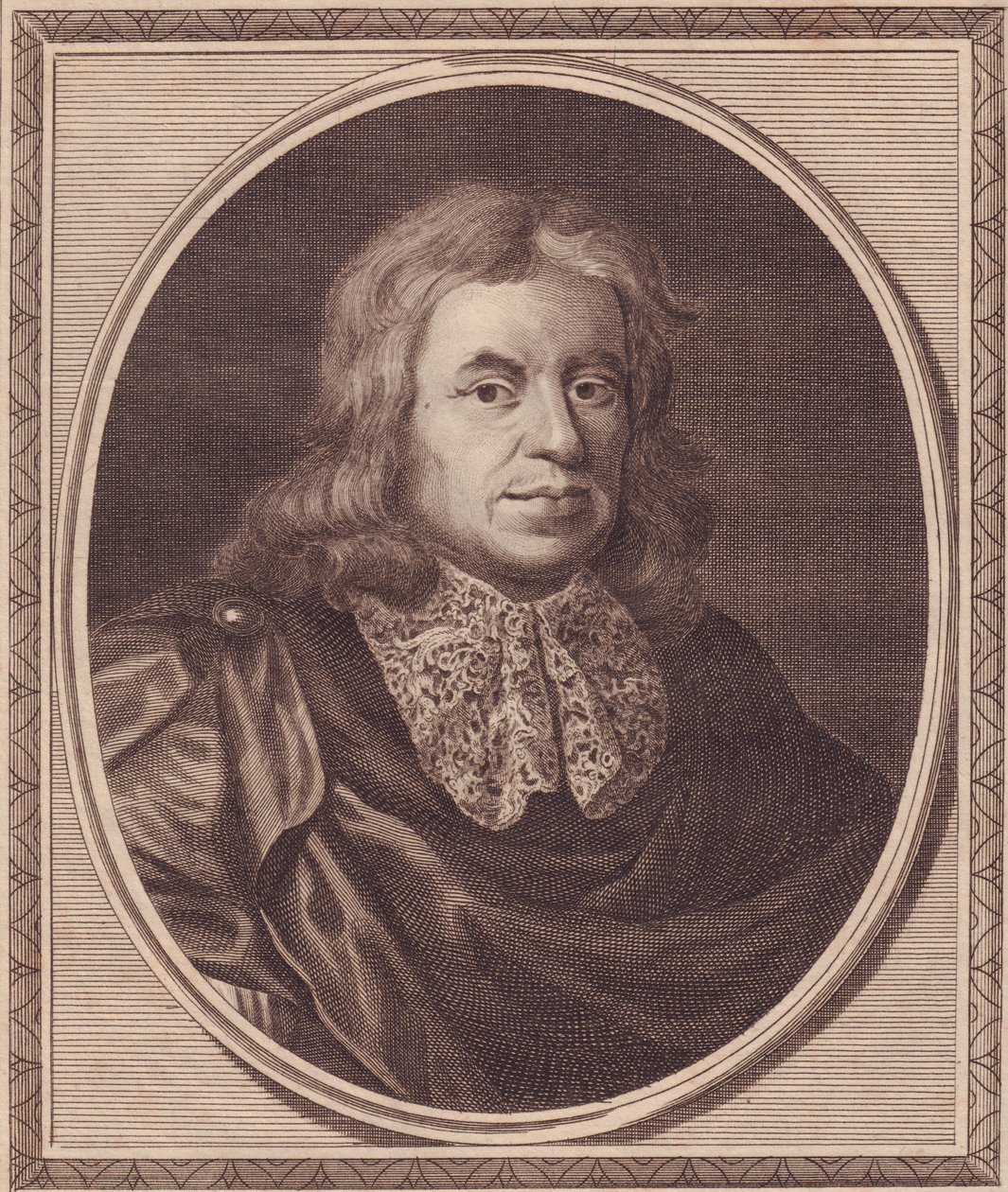英国医生托马斯-西德纳姆（1624-1689）的肖像，由约翰-戈尔达（1729-1795）根据P-莱利的画作进行铜版雕刻 作者 JB 和 Brown J. 和 Rowbotham
