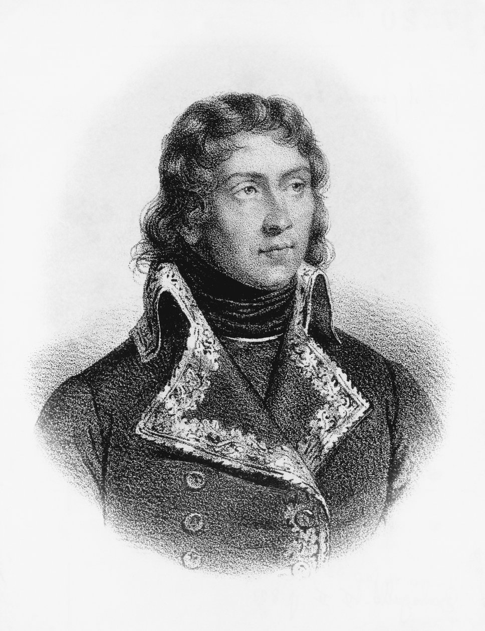 Louis-Charles-Antoine Desaix de Veygoux（1768-1800）的肖像，法国军事英雄，曾在法国革命战争的德国、埃及和意大利战役中领导部队，雕版画 作者 JB 和 Brown J. 和 Rowbotham