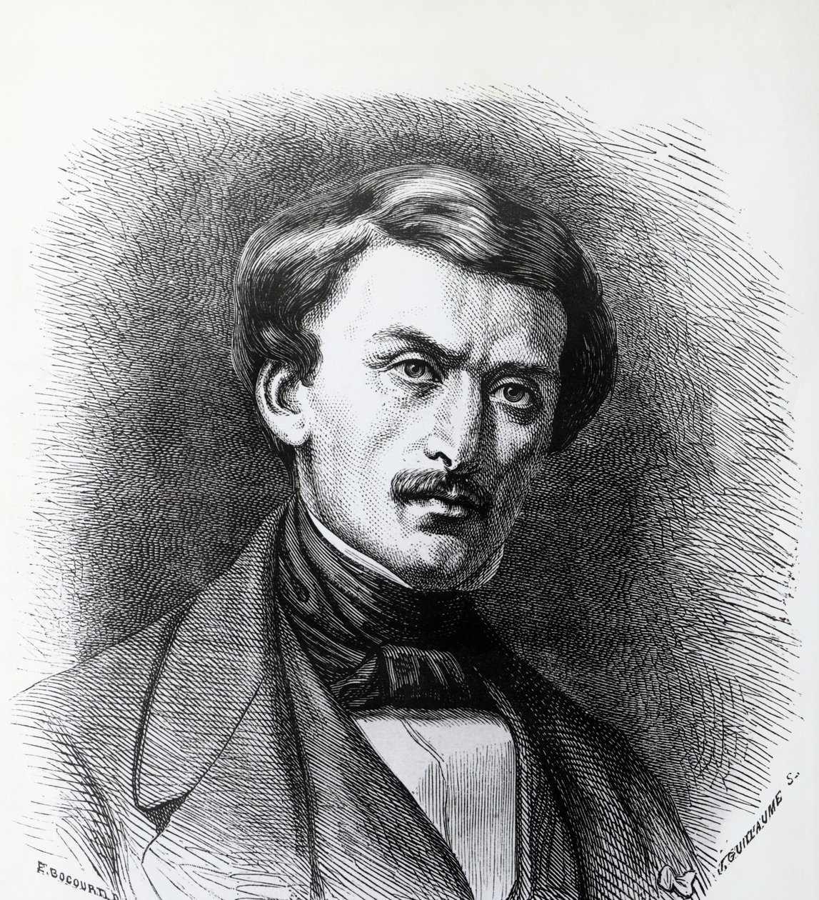 保罗-埃米尔-博塔（1802-1870）的肖像，意大利出生的法国考古学家，法国的雕刻品 作者 JB 和 Brown J. 和 Rowbotham