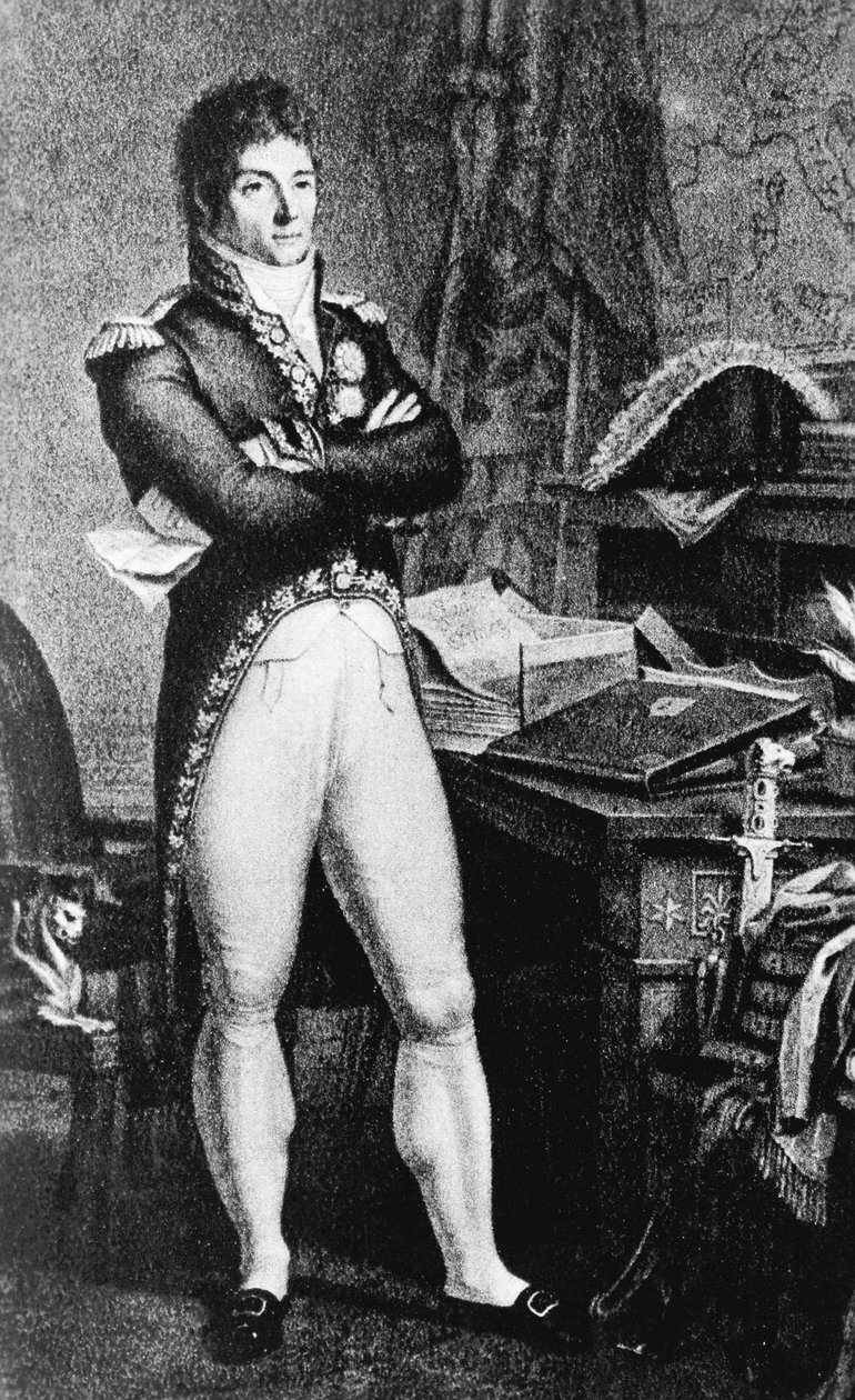 路易-亚历山大-贝尔蒂埃亲王（1753-1815）的肖像，法国将军，法国元帅和法兰西第一帝国的战争部长，雕版画 作者 JB 和 Brown J. 和 Rowbotham