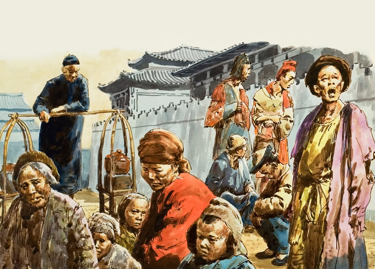 苦难缠绕着中华大地（水粉画，纸本） 作者 CL 道蒂