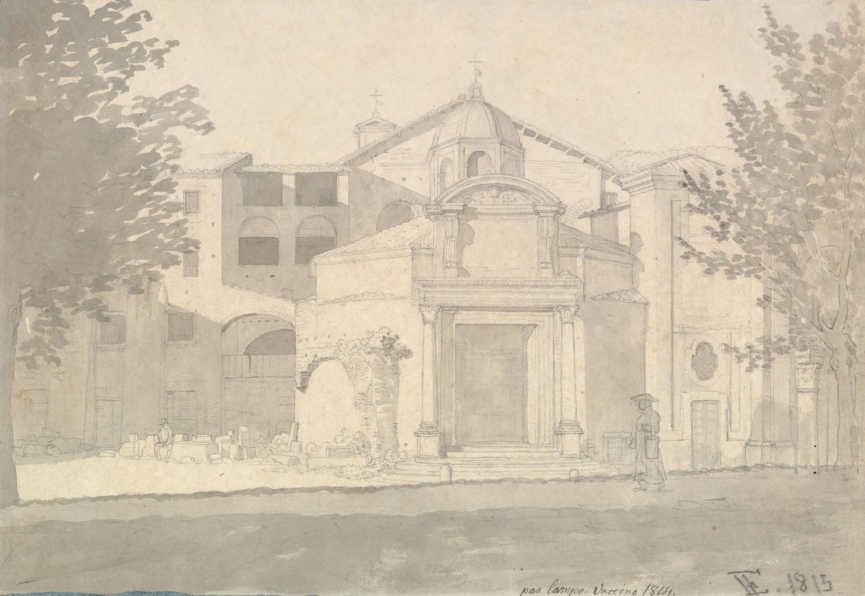 罗马圣路的一段，圣人科斯马斯和达米安教堂，1814-15。 作者 克里斯托弗·威廉·埃克斯伯格