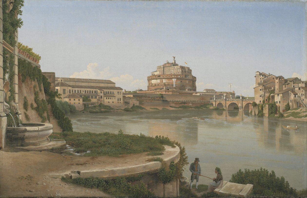 从特拉斯提韦尔（Trastevere）向圣安杰罗城堡（Castel S. Angelo）眺望台伯河两岸的景色 作者 克里斯托弗·威廉·埃克斯伯格