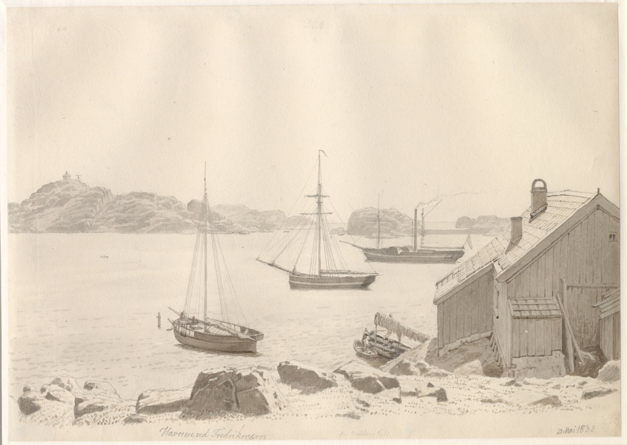 挪威拉尔维克斯峡湾（Larviksfjord）上的弗雷德里克斯维恩港（Frederiksværn harbour）。 作者 克里斯托弗·威廉·埃克斯伯格