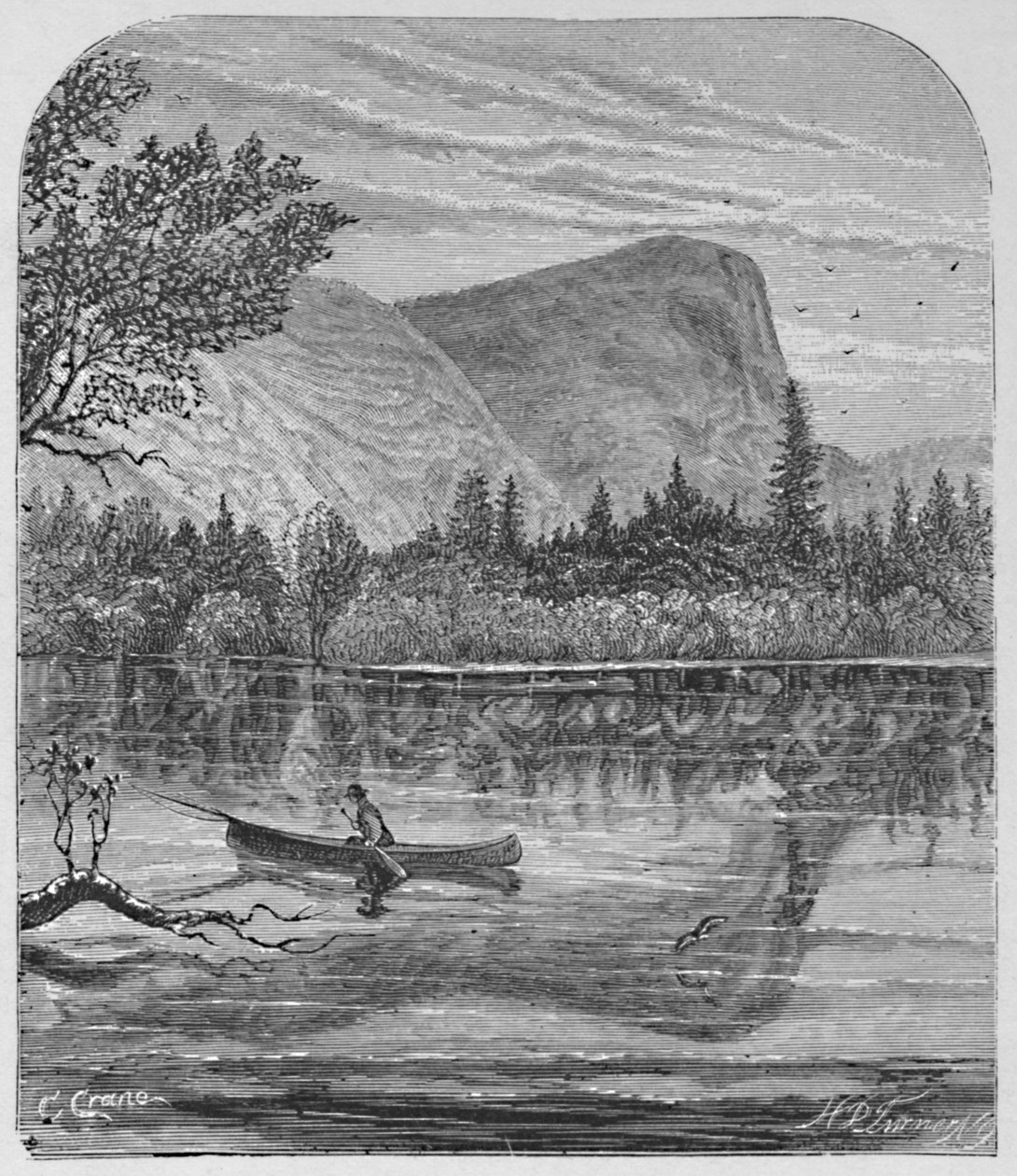 镜湖和沃特金斯山》，1883年 作者 C起重机