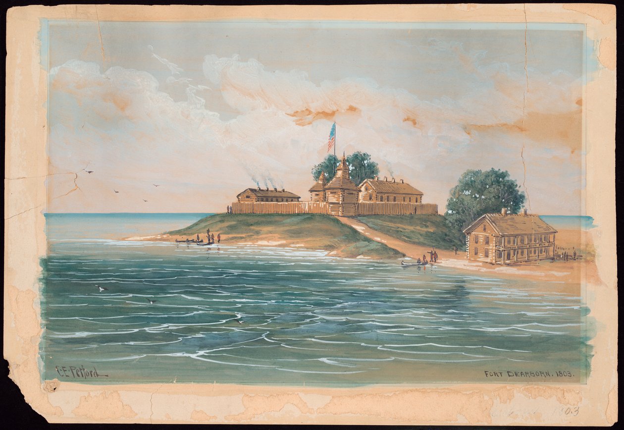 1803 年的迪尔伯恩堡（水彩画） 作者 CE 佩特福德