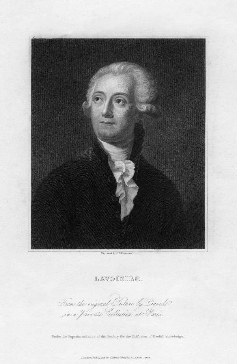 Antoine Lavoisier，18世纪法国化学家，19世纪。 作者 瓦格斯塔夫