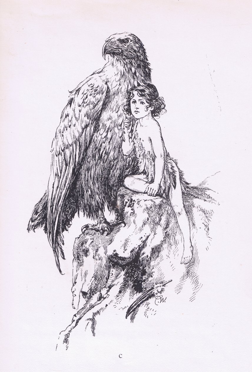 The maid and the eagle, from The Child of the Air pub.by Duckworth 作者 C.威廉