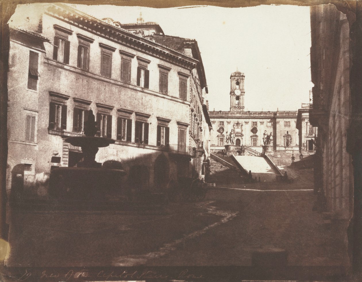 国会大厦楼梯的视图，罗马，1846年。 作者 卡尔弗特·理查德·琼斯（Calvert Richard Jones）