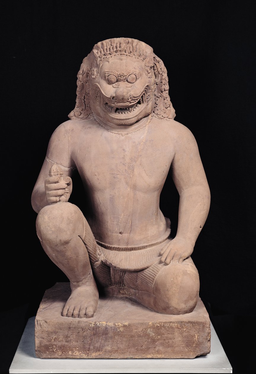 狮子头卫，Banteay Srei Style，c.967（砂岩） 作者 柬埔寨学派