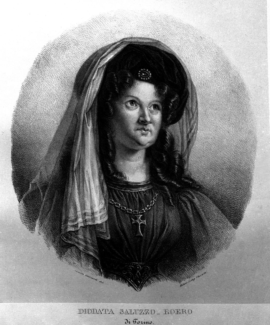 Portrait of the poet woman Diodata Saluzzo-Roero (Saluzzo Roero) (1775-1840). Lithograph of Camilla Guiscardi 作者 卡米拉·吉斯卡迪（Camilla Guiscardi）