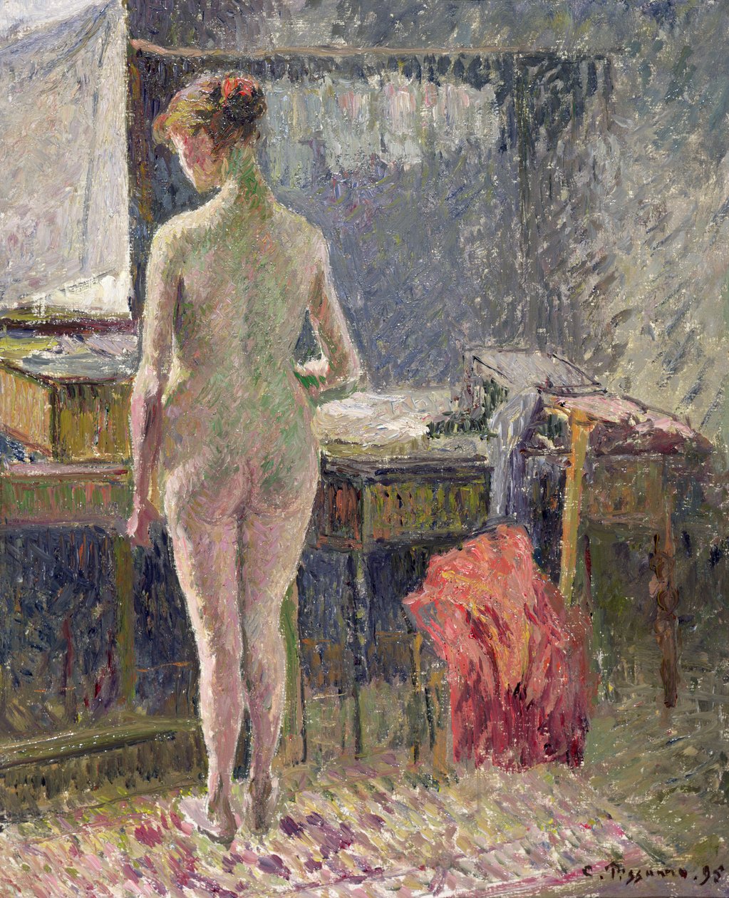 女性裸体从后面看，1895年 作者 卡米尔·雅各布·毕沙罗