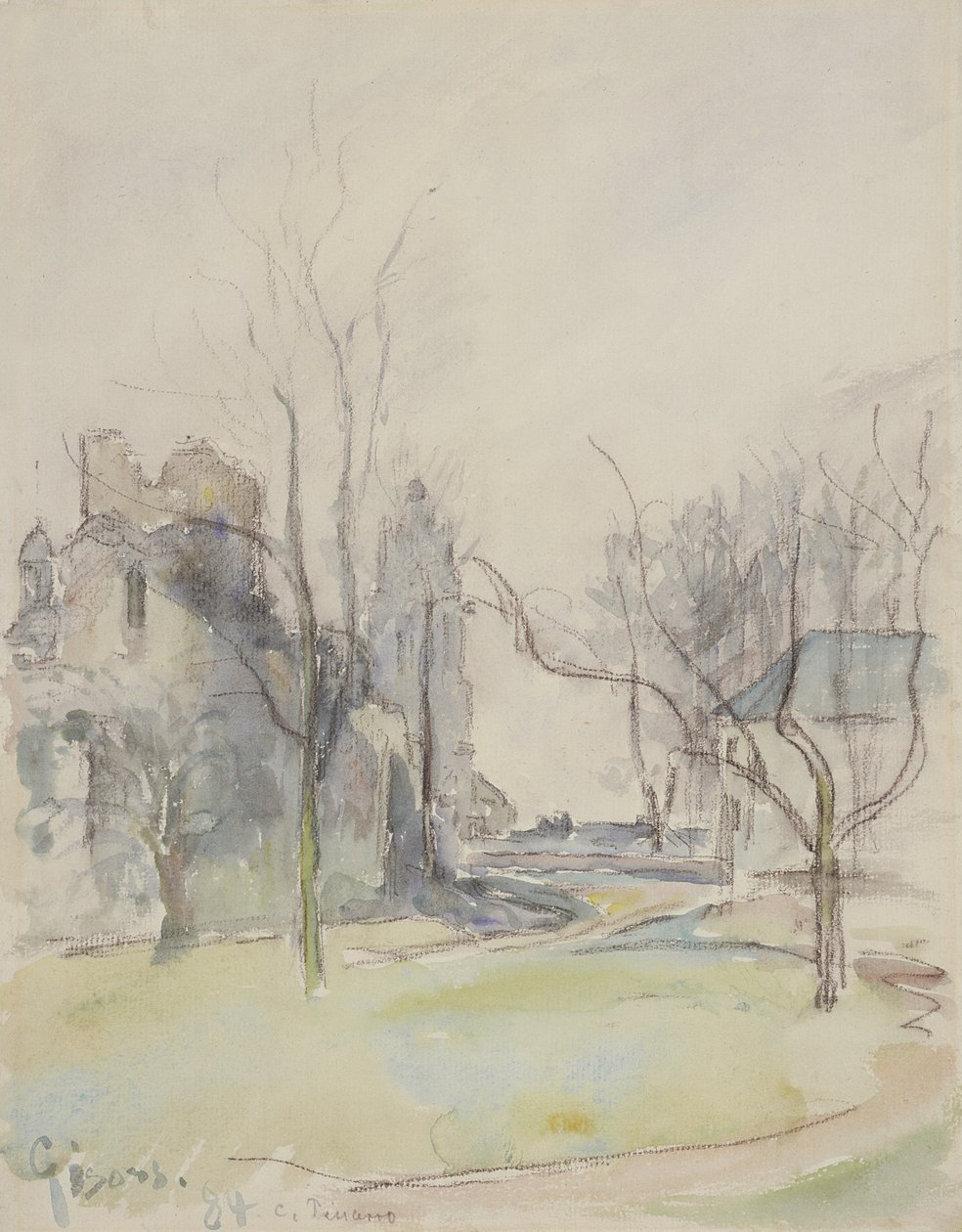 Gisors，c.1884（wc over black chalk on paper） 作者 卡米尔·雅各布·毕沙罗