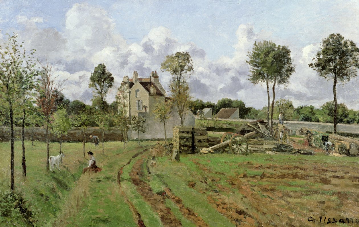 景观，Louveciennes，c.1872 作者 卡米尔·雅各布·毕沙罗